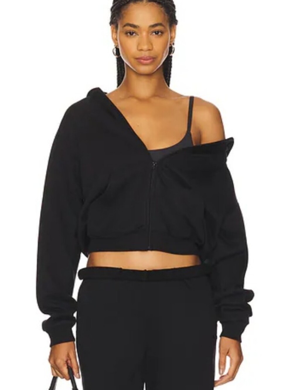 SKIMS NWT Cotton Fleece Classic Zip Up Hoodie Size XS ONYX Color